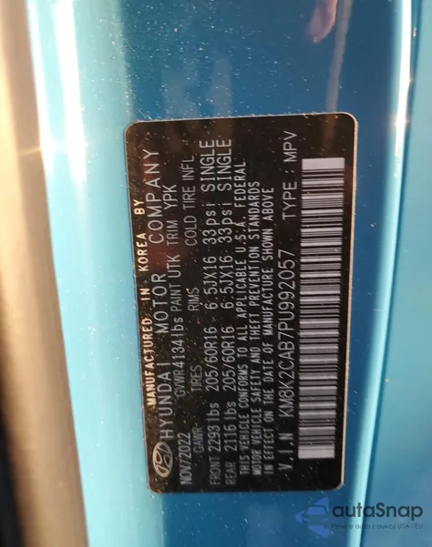 2023 Hyundai Kona Se из США, поврежденный, VIN KM8K2CAB7PU992057